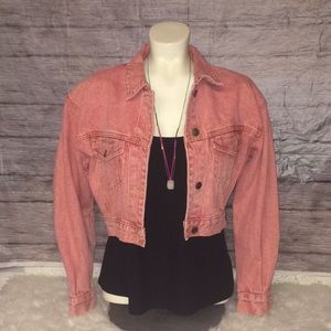 Paris Blues Pink Acid Wash Cropped Denim Jacket